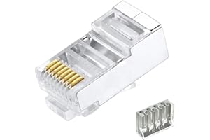 VIVOCH 50 Pcs Cat6 RJ45 Connectors, Cat6 RJ45 Plugs, Cat6 2-Piece Metal Shielded RJ45 Ends FTP 8P8C Modular Network Plug Connector