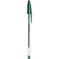 BiC Cristal ORIGINAL Medium Daily BALLPOINT PENS Biros 1.0 mm Everyday Essay Writing Home School Office Clear Barrel 4 Colours - 5 x GREEN