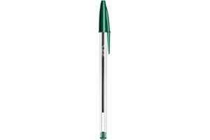 BiC Cristal ORIGINAL Medium Daily BALLPOINT PENS Biros 1.0 mm Everyday Essay Writing Home School Office Stationery Supplies Clear Barrel 10 x GREEN
