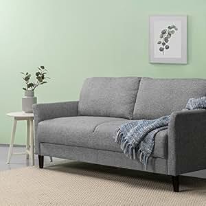 Zinus Classic Upholstered 71in Sofa Living Room Couch Soft Grey