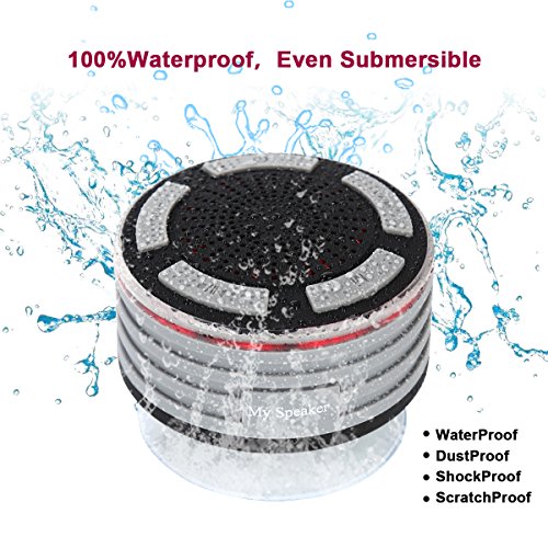 Bluetooth Shower Speaker,Haissky Certified Waterproof Wireless Speakerphone Pairs To All Bluetooth Devices Samsung iPhone iPad iPod PC FM Radio (Grau) - 4