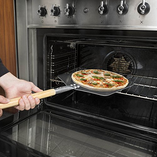 Original Pizzaschaufel aus Metall eckig 80 x 31 cm – Pizzaheber für Pizza-Ofen mit langem Holz-Griff; Pizzaschieber auch als Ofenschaufel und Brotschieber - 4