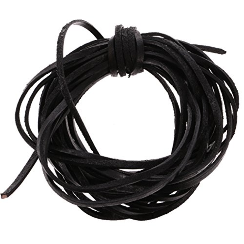 MagiDeal 5 Meter 3mm Flache Lederschnur Für Armband Perlen Schmuck Machen DIY – Schwarz, 5 Meter 3mm - 3