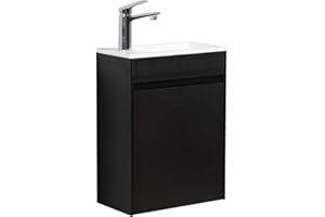 Badplaats B.V. WC Badmöbel Sinta 40x22 cm Schwarz - Schrank Waschbecken Badezimmer Toilette