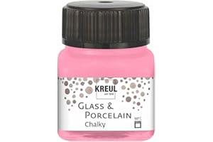 KREUL 16635 - Glass & Porcelain Chalky Candy Rose, 20 ml verre, doux - Peinture mate pour verre et porcelaine à base d'eau, séchage rapide, opaque
