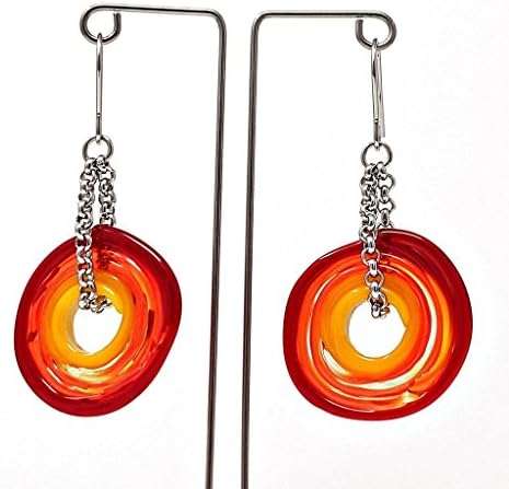Murano glass earrings in red and orange shades | Stainless steel hanger | Elegant and handcrafted | Personalised Gift for Birthday Christimas Anniversary Mother's day mom