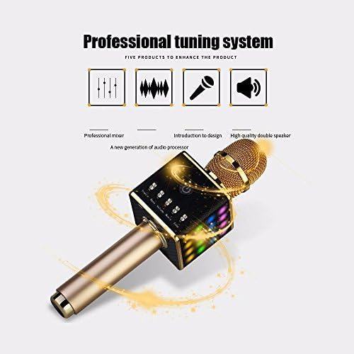 Karaoke Led Microphone Wireless Led Built In High Qual Speakers Universal Bluetooth Smartphones Handheld Recording Outdoor Singing Home Entertainment With Flashing Lights Carry Case Included (Rose)