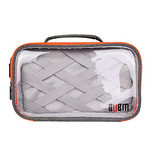 BUBM Rechteck Transparente Klare Reisetasche Organisator Handtasche Tasche für Elektronisches Zubehör (Grau, zwei Schichte) - 7