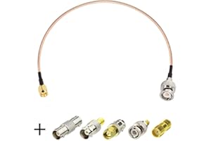 Superbat SMA Macho a BNC Macho Cable de 20 Pulgadas + Kit de 5 Adaptadores Coaxiales RF SMA BNC, Kit de Adaptadores de Cable Adecuado para Aplicaciones de RF/Equipos de LAN Inalámbricos, etc.