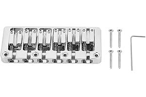 ‎DILWE Bass Bridge, 6 Saiten Metal Fixed Hardtail Saitenhalter Bridge Sattel mit 4 Stück Schrauben für Bass