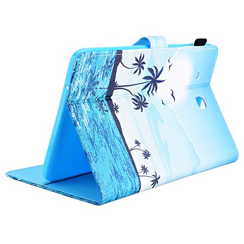 HB-Int 3 in 1 Standfunktion Hülle für Samsung Galaxy Tab E SM-T560 9.6″ Flip PU Leder Schutzhülle Blau Meer Wallet Case Brieftasche Kartenfächer Ledertasche Magnetverschluss Schale Beschützer Haut Lederhülle Book Style Holder New York City Etui Protective Cover Dünn Slim Cover Bumper Zubehör mit Stylus Pen + Staub Steckere - 6