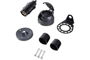 Feuunly Enchufe Remolque 7 Pines Y Zócalo Remolque 7 Pines, Conector Remolque 7 Pines 12V Impermeable Junta De Goma Y Soporte para Montaje Metal Kit, para Camión RV Remolque Conector(Botas Caucho)