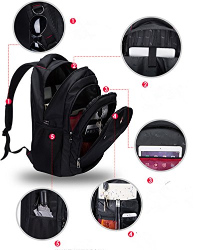 ALS Männer und Frauen Business Laptop Rucksack Wasserdicht Shockproof Computer Tasche Wandern Travel Campus College School Bag Daypack für Macbook, Tabletten und Notizbuch (Schwarz passt 16-Zoll-Laptop) - 5