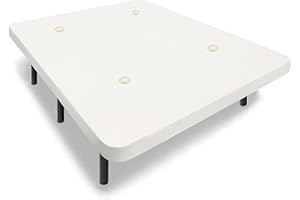 HOGAR24 ES - Base Tapizada 150x190 cm, Tejido Air Fresh 3D Color Blanco, con Tablero Multiperforado + 7 Patas Metálicas Altura 32 cm