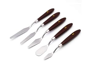 Malmesser, Spachtel Messer, Palette Messer, HUYU Farbspachtel, Farbe Schaber, Edelstahl Messer zu Malen, 3D Druck Entfernung Werkzeug, Perfekt für Palettenmalerei, Acryl etc, für Künstler, Hobby, 5Pcs