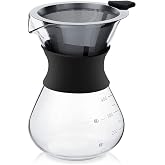YunNasi Pour Over Drip Coffee Maker Pour Over Coffee Maker with Reusable | Cold Brew Coffee Maker, Borosilicate Glass Coffee
