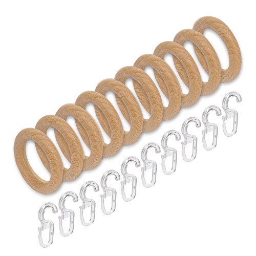 Liedeco Gardinenringe für Gardinenstangen, ø 28 mm, 10 Stk natur