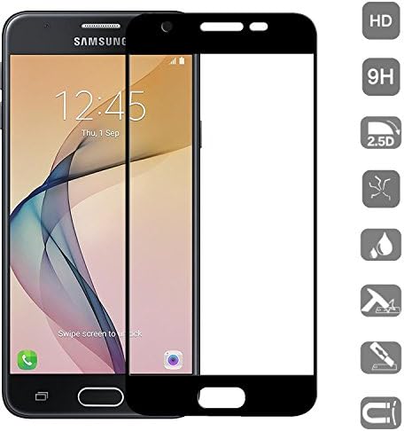 Anzhao Premium Tempered Glass [Full Coverage] Screen Protector [0.26mm 9H] for Samsung Galaxy J7 Prime (Black)