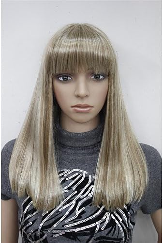 Fashion Wigstyle Natural Blonde Mix highlight Straight Women Full Synthetic Hair Wig