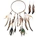 Produktbild Indianer Stirnband, Czemo Indian Hippie Boho Feder Stirnband Tassel Haarband Pfauenfeder Stirnband für Damen