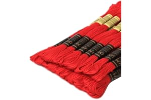 UMC STAG Pack of 24 Premium Embroidery Thread | 100% Egyptian Cotton Premium Skeins | Cross Stitch Embroidery Floss | Oeko TEX Certified Stranded Cotton | Ideal for Arts & Crafts (24 Skeins Red)