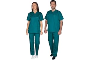 ALEZI Uniformes & tenues médicales unisexes - Vêtements médicaux avec col en V et poches | Ensemble blouse & pantalon lavables & durables - Médical Scrubs pour hommes et femmes