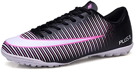 BAIDIER Kids Soccer Shoes Men Indoor Outdoor Football Boots Athletic Turf Mundial Team Cleat Running Sports Lightweight Breathable Anti-Skid Damping Shoes Black 33