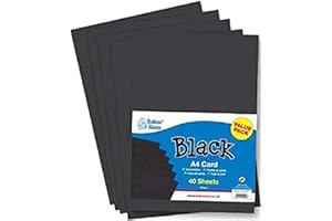 Baker Ross EX1054 A4 Black Card (Pack of 40, 220 gsm) For Crafting Activities and Decoration Making