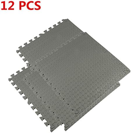 Cartkningts 12 Pieces Interlocking Eva Foam Mats Pads Tiles Gym Play Workshop Floor Mat grey (12)