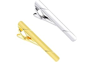 YIHECWY 2Pcs Metal Tie Clips for Men Tie Bar Pinch Clips Tie Bar Clip Set Men's Tie Accessories Skinny Tie Bar Necktie Pinch Clip