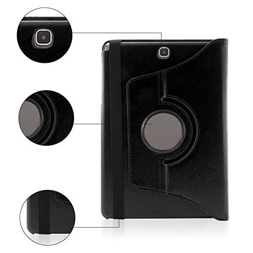 Samsung Galaxy Tab A 9.7 Hülle, SAVFY® Ultra Slim 360 Grad Drehung Case PU Kunstleder Tab AT550N T555N 24,6 cm(9.7 Zoll) Hülle mit Standfunktion und Auto Schlaf / Wach Funktion inkl. Eingabestift und Schutzfolie -schwarz - 6