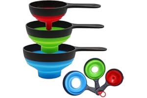 MARURY Entonnoir Pliable en Silicone 3 Pièces Entonnoir Pliable pour Cuisine Petits Grands Entonnoirs de Cuisine pour cuisine et ménage Bouteilles d'eau Huile liquides et poudres 3 tailles(12.5, 10, 8.5 cm)