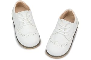 CENCIRILY Toddler Boys Girls Oxford Shoes Lace-Up Non-Slip Texture Sole Loafer Flats Little Kid Classic School Uniform Shoe