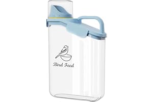 Ctomche Pet Food Storage Container,Bird Food Storage Container with Measuring Cup and Pour Spout,Airtight Bird Seed Storage BPA Free Plastic Transparent Leakproof Seed Storage Container,2.8L,Blue