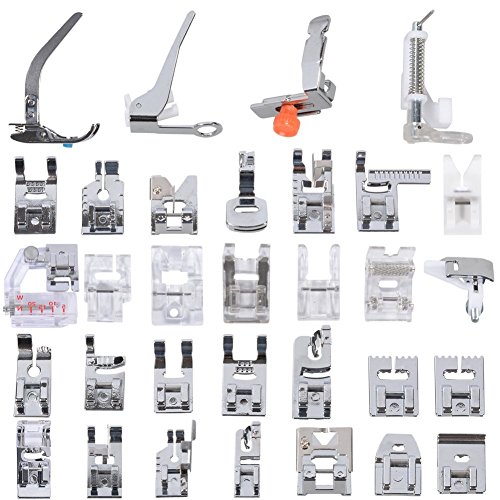 Muzee 32Pcs Multifunktions Nähmaschine Fuß Set Domestic Presser Feet Kit für den Bruder, Babylock, New Home, Janome, Elna, Toyata, Sänger, Elna, Simplicity, Necchi, New Home, Kenmore