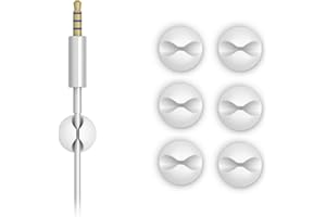 DROQUIMUR 6UD | Sujetacables organizador de cables de escritorio | Tamaño Mini para cables de 1 a 3mm | Clip sujeta cables de silicona con adhesivo para oficina | Blanco puro