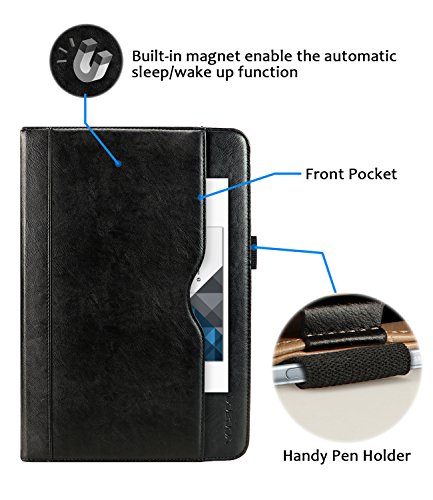 Galaxy Tab S3 9.7 Hülle, Yoozon Premium Leder Schutzhülle Karte Dokumententasche, Stylus Halter, elastischer Gurt für Samsung Galaxy Tab S3 (9,7 Zoll, SM-T820 T825) - 2