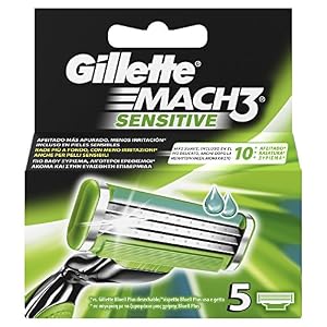 Gillette Mach3 Men's Razor Blades, Pack of 5 Mach 3 Sensitive