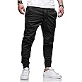 THWEI Mens Casual Jogger Pants Cotton Cargo Drawstring Sweatpants Athletic Long Trousers