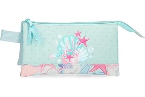 Movom I Love Sea Life estuche escolar, estuche infafntil, fabricado en Poliéster, Triple compartimento para mejorar la organización, Tamaño ideal para llevarlo en la mochila, Con asa lateral.