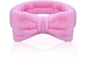 AOMIG Fascia Capelli Donna Trucco, Fascia Capelli Spugna Fascia Spa per Ragazze, Fasce Capelli Trucco Fiocco Fascia Doccia Capelli per Lavaggio Viso, Doccia, Terme(Rosa)