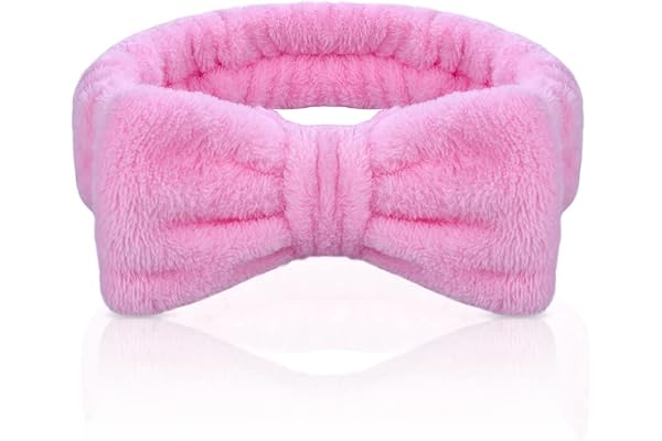 Aomig Bandeau de Lavage, Bandeaux de Maquillage, Bandeaux de Spa Facial Bandeau de Maquillage Bandeau Élastique de Visage Serre-Tête de Visage pour Soins de Peau (Rose)