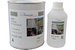 COLOR POINT RESINA EPOSSIDICA TRASPARENTE LUCIDA FINITURA PER PAVIMENTI - CEMENTO - LEGNO - MODELLISMO - BICOMPONENTE 1 Kg