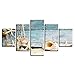 Produktbild Loiazh Wandbild Bilder Vlies Leinwandbild 5 Teilig Kunstdruck modern Wandbilder Wanddekoration Design Wand Bild Art Shell 43.31X21.65(in) Frameless