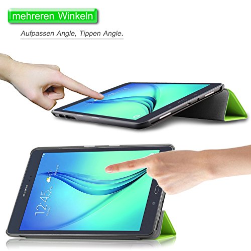 Infiland Samsung Galaxy Tab A 9.7 Hülle Case-Ultra Dünn Tri-Fold Smart-Muschel hochwertiges PU Leder Ultra Schlank Superleicht Ständer Smart Shell Cover Schutzhülle Etui Tasche für Samsung Galaxy Tab A 9.7 T550N/ T555N 24,6 cm (9,7 Zoll) WiFi/LTE Tablet-PC(mit Auto Schlaf / Wach Funktion)(Grün) - 3
