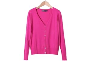 JIANGZ Gilet Femme,Couleur Unie Rose Rouge Ultra Doux Cardigan Basique Léger Cardigan Slim Fit Cosy Manches Longues Pull Tricoté Manteau Veste Vêtements D'Extérieur pour Femme, XL