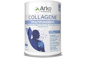 Arkopharma Collagene Multifunzione – Integratore Alimentare in Polvere con Peptidi di Collagene tipo I, II e III Acido Ialuronico, Vitamine C e D per Pelle, Articolazioni e Ossa. Confezione da 260g