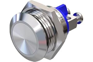 Metzler® Drucktaster flach mit Schraubkontakten und Schließerfunktion aus Edelstahl V2A IP67 IK10 staub- und wasserdicht langlebig 16mm Einbau vandalismussicher Kurzhubschalter SPST mechanisch