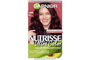 Garnier Nutrisse Ultra Color Hair Dye, Vegan, 2.6 Dark Cherry Red. Achieve 100% grey coverage and a deep, luscious 8-week red colour. No-ammonia, vegan for a rich, vibrant dark cherry red finish.
