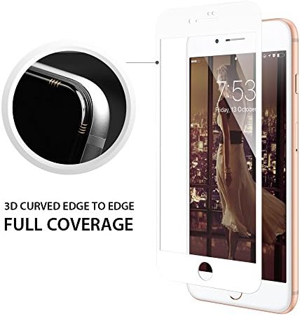 Bearshifu [Full Glass] Anti-scratch 3D Curved Full Coverage Tempered Glass Screen Protector for iPhone 8 Plus (White)